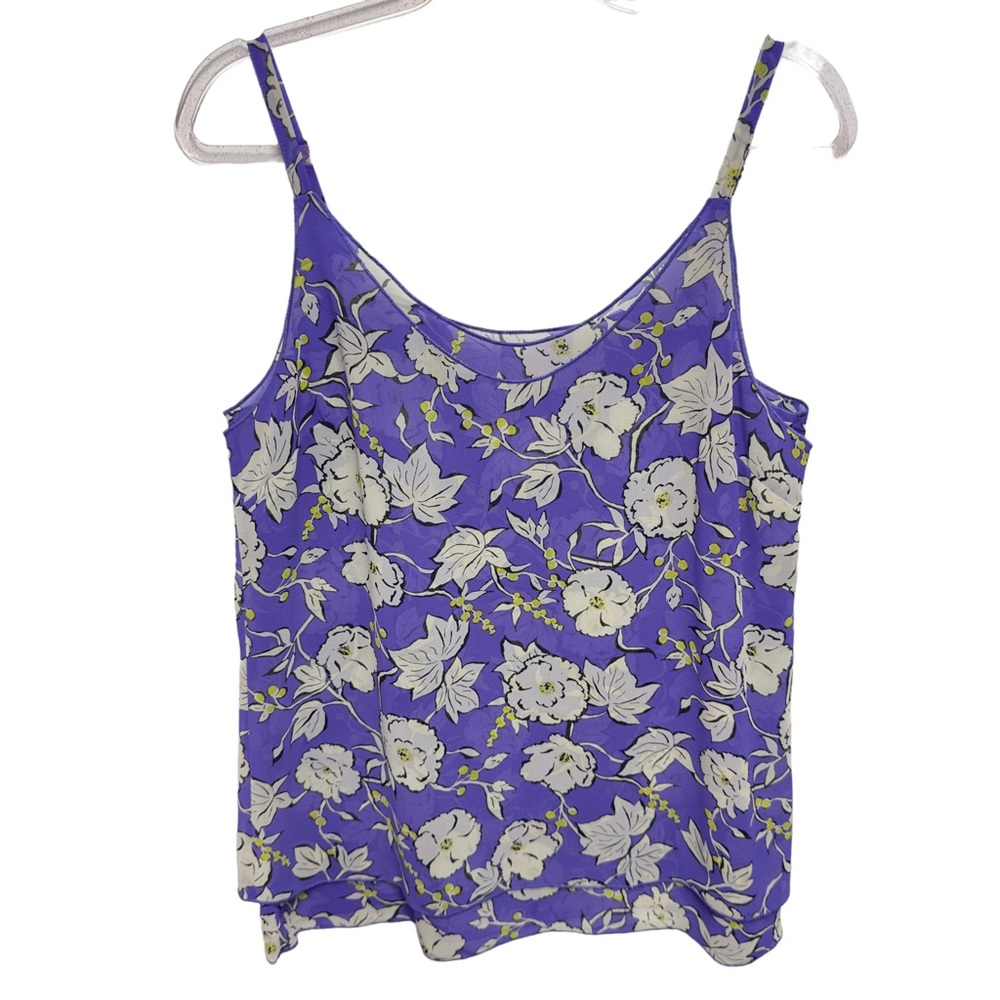 Tuxedo Silky Chiffon Knit Double Layered Flowy Cami Tank Top Blouse